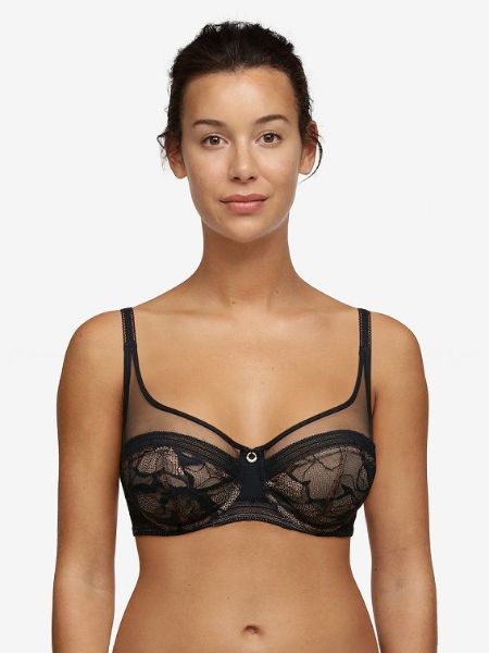 Chantelle 11M1 True Lace Very Covering Underwired Bra in Black